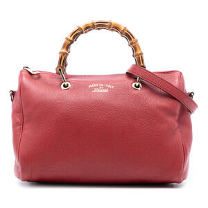 Pre-Loved Gucci Medium Calfskin Bamboo Shopper Boston Bag